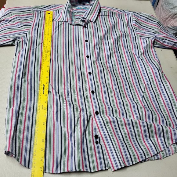 ALAN FLUSSER Men’s Long Sleeve Casual Shirt Size Large Multi- Color Stripped Top - Picture 12 of 13
